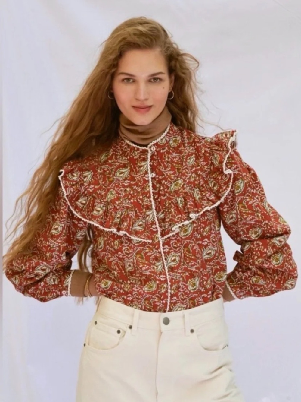 Sonmer India “Dorothy blouse” in terracotta Size M NWT